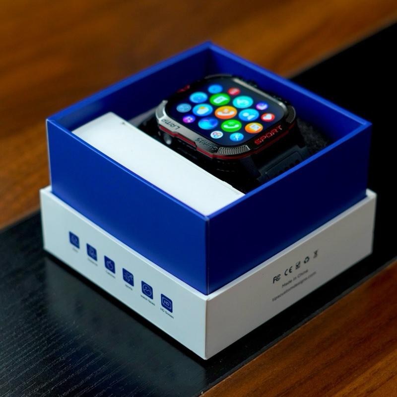 Reloj inteligente LOPEZ TIPS: el mejor reloj inteligente para exteriores para hombres, linterna LED, detector de dinero UV, brújula, sensor de altitud, carcasa resistente de aleación, modos deportivos y de fitness.