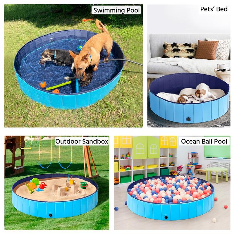 Piscina plegable para mascotas, bañera portátil para perros para interiores y exteriores, bañera portátil de PVC para perros para uso en jardín, playa, patio o en el hogar.