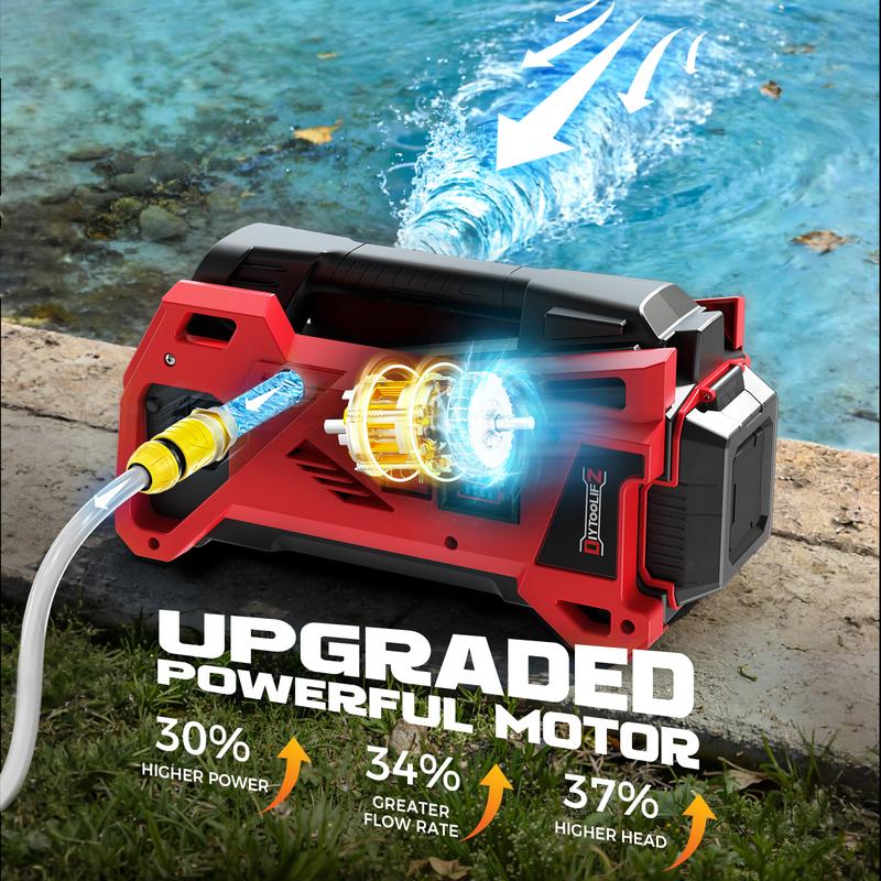 Bomba de transferencia de agua inalámbrica de 9.6 GPM compatible con batería Milwaukee de 18 V【¡SIN BATERÍA!】, bombas eléctricas para estanques, autocebante portátil para RV, tanques, drenaje de piscinas, riego de jardines summervibes