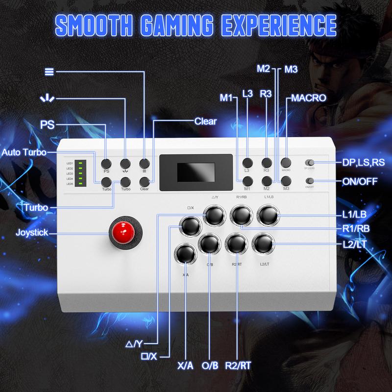 Joystick arcade con cable Nonbliep compatible con PlayStation 5/PS4/PC/Android, para PS5 Fight Stick con función de programación, función turbo, cable trenzado de 3 metros y conexión por cable.