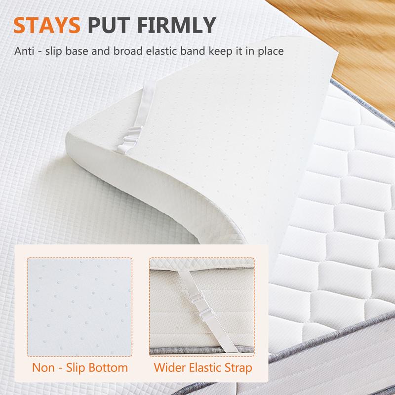 Cubrecolchón Sweetcrispy de espuma viscoelástica refrescante con infusión de gel de alta calidad, con funda suave extraíble, almohadilla rectangular ventilada con cremallera metálica de alta calidad para sofá cama, autocaravanas y caravanas (diseño de esp