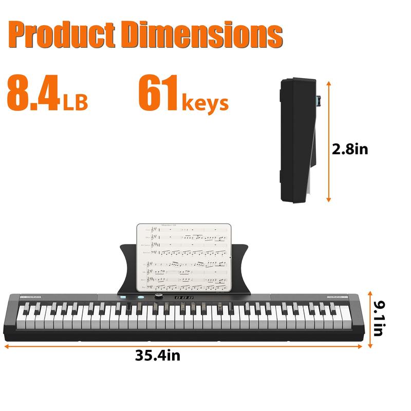 【GARVEE】Piano portátil de 61 teclas con teclas eléctricas semipesadas, altavoces integrados, pedal, fuente de alimentación, pantalla digital, 128 tonos. Ideal para principiantes y profesionales. Regalo perfecto para cumpleaños o fiestas.