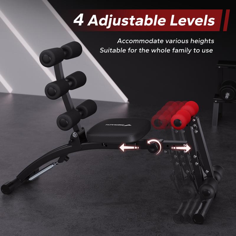 Banco de pesas ajustable Merach, multifuncional para entrenamientos de cuerpo completo con mancuernas, capacidad de 300 libras, estructura triangular, respaldo ergonómico acolchado, máquina de ejercicios para entrenamiento de fuerza en el gimnasio en casa