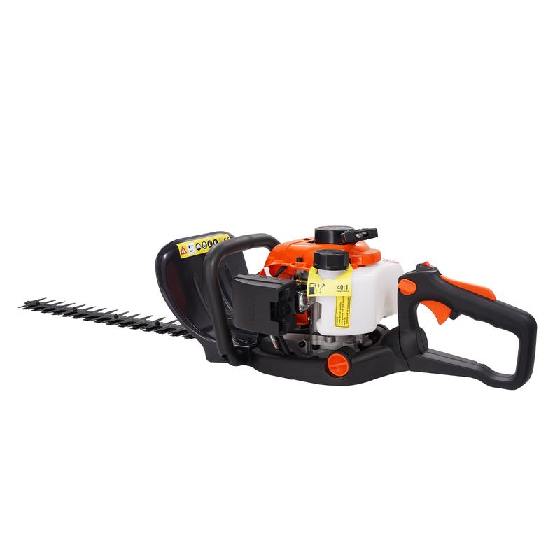 Cortasetos de gasolina de 2 tiempos y 23,2 pulgadas, 26 cc, 2 tiempos, manual, con cuchilla de doble cara y doble acción, cabezal ajustable de 180°, ideal para recortar arbustos y matorrales bajos.