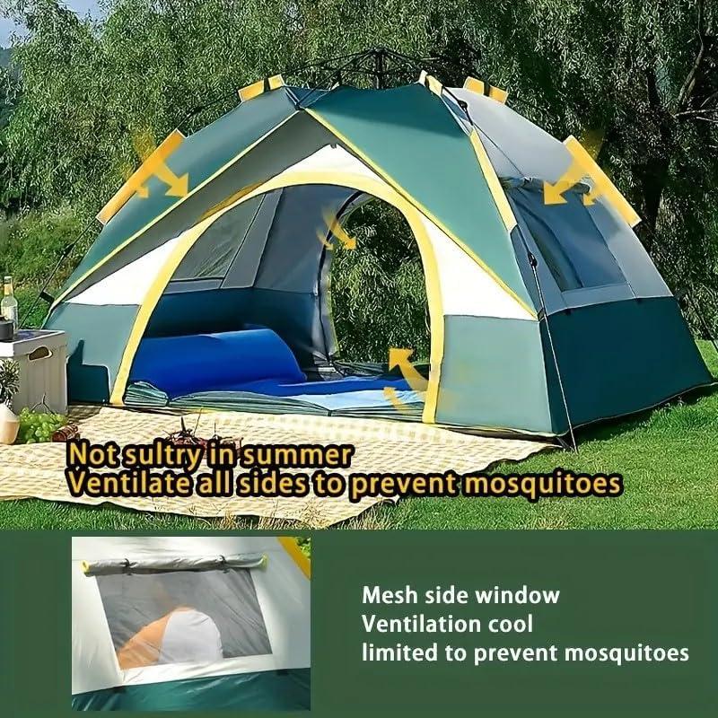 Tienda de Campaña Automática de Instalación Instantánea para 3-5 Personas con Puertas Dobles y Ventanas de Malla Grande 78x78.74x51.2in Verde Impermeable