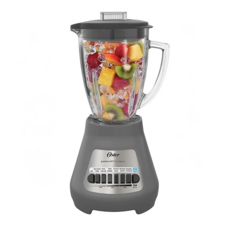Jarra de plástico para licuadora Oster Classic de 6 tazas - Licuadora con control de velocidad ajustable de 8 velocidades, color gris, electrodoméstico de cocina para preparación de lotes de 6 tazas, control de 8 velocidades