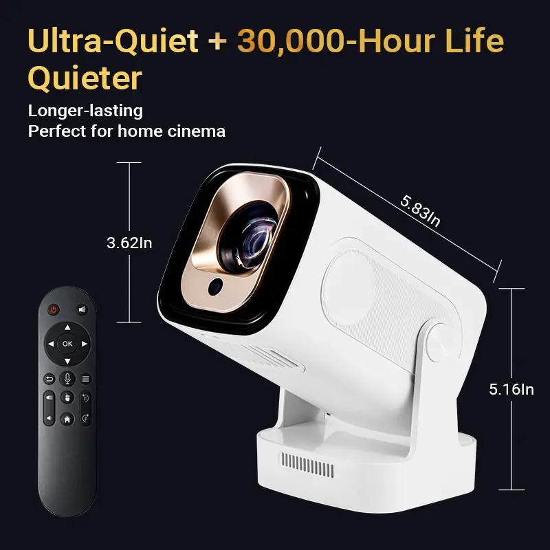 Proyector HY260 Pro con enfoque automático, compatible con 4K, 330 ANSI, Wi-Fi 6 dual, Bluetooth 5.4, resolución 1080p nativa, corrección trapezoidal automática, Android 11, altavoz integrado Allwinner H713, cine en casa, películas al aire libre, Summervi