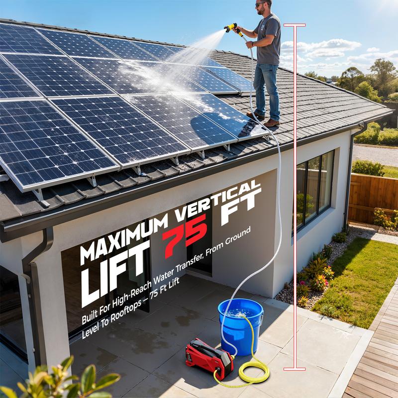 Bomba de transferencia de agua inalámbrica de 9.6 GPM compatible con batería Milwaukee de 18 V【¡SIN BATERÍA!】, bombas eléctricas para estanques, autocebante portátil para RV, tanques, drenaje de piscinas, riego de jardines summervibes