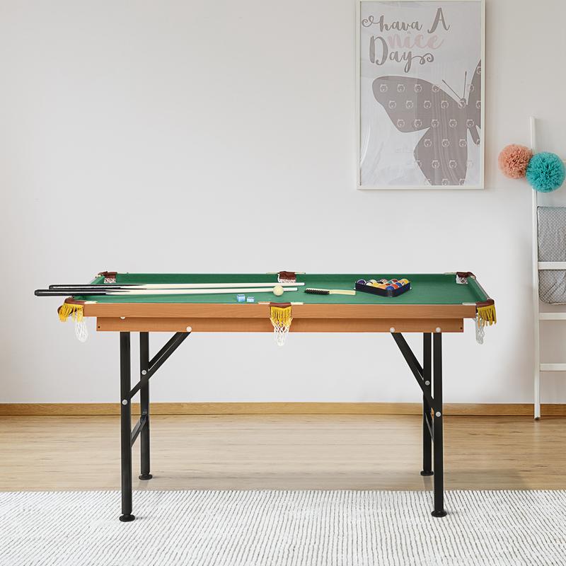 Mesa de billar plegable portátil Soozier de 140 cm (55 pulgadas), tablero de MDF y estructura de pino con superficie de vellón de poliéster, accesorios de ABS y plástico incluidos, para niños y adultos, compacta, incluye tacos y accesorios, patas ajustabl