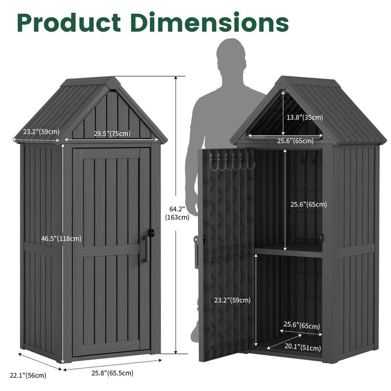 Armarios de almacenamiento para exteriores, armarios de limpieza y armarios para herramientas, resistentes a la lluvia y al sol, ideales para patios y jardines mexicanos, cobertizos para herramientas de jardín y cajas de almacenamiento para el patio trase