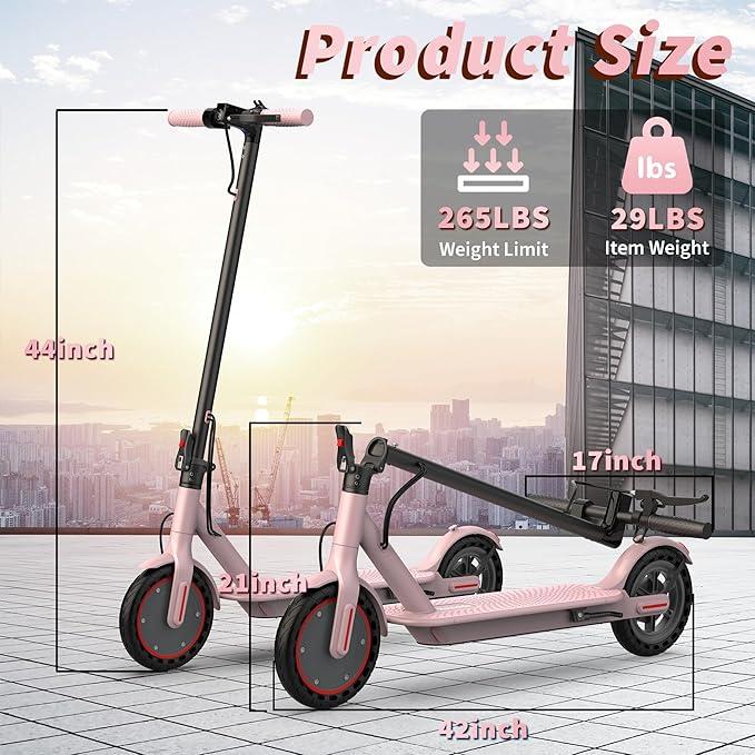 Patinete eléctrico: motor de 350 W, neumáticos macizos de 8,5 pulgadas, velocidad máxima de 30 km/h / autonomía de 19-26 km, patinete portátil para desplazamientos diarios. El regalo perfecto para familiares y amigos, equipado con sistema de doble frenado