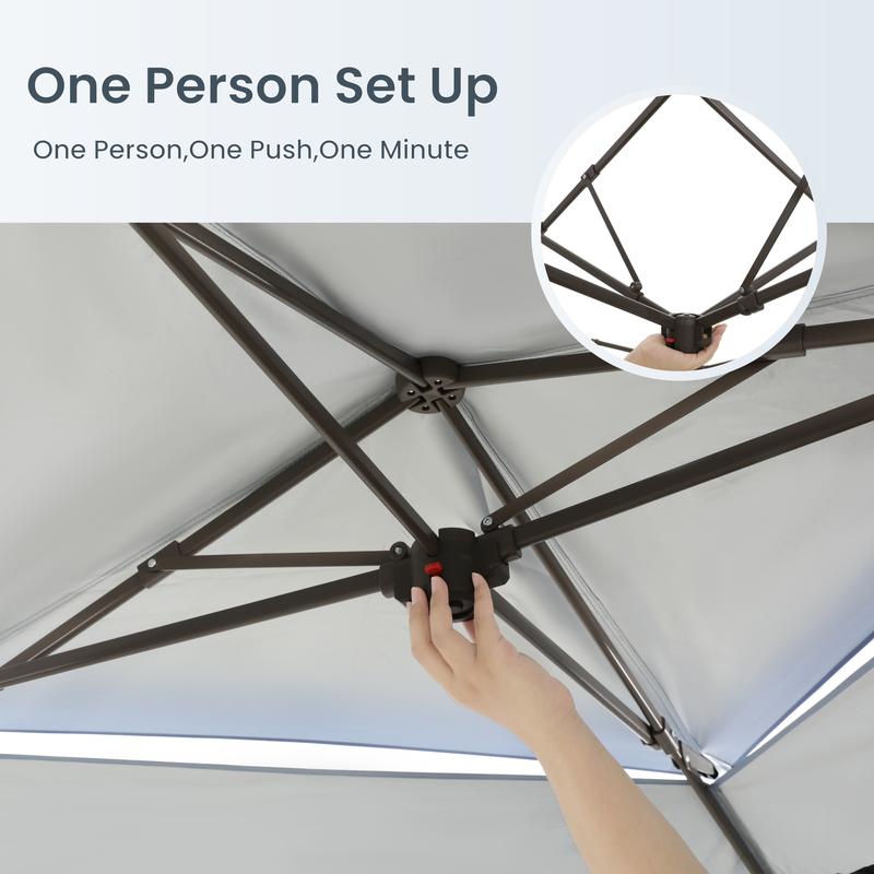 OfertasParaTiDías PHIVILLA Fácil Montaje 13x13 pies Cenador con toldo desplegable Tienda de exterior 169 pies cuadrados Diseño plegable para sombra, carpa con toldo portátil instantánea para exteriores con bolsa con ruedas,