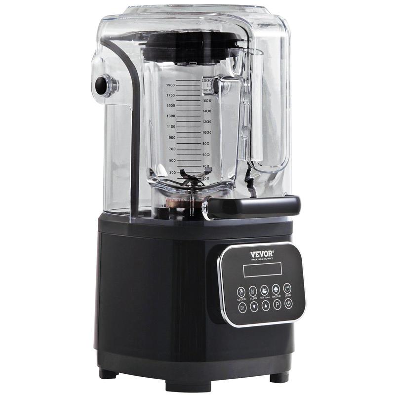 Licuadora profesional VEVOR con pantalla táctil y protector, máquina de jugo multifuncional comercial de mostrador, combo de 68 oz con acero inoxidable, 9 velocidades y juego de cuchillas silenciosas de 5 funciones, para batidos, smoothies, triturar hielo