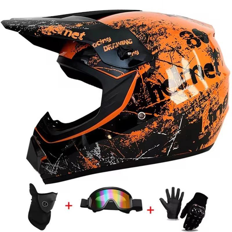 Conjunto de casco para motocross con certificación de seguridad para jóvenes y adultos, que incluye guantes y gafas | Equipo de protección de seguridad para motocross, ATV y conducción todoterreno.