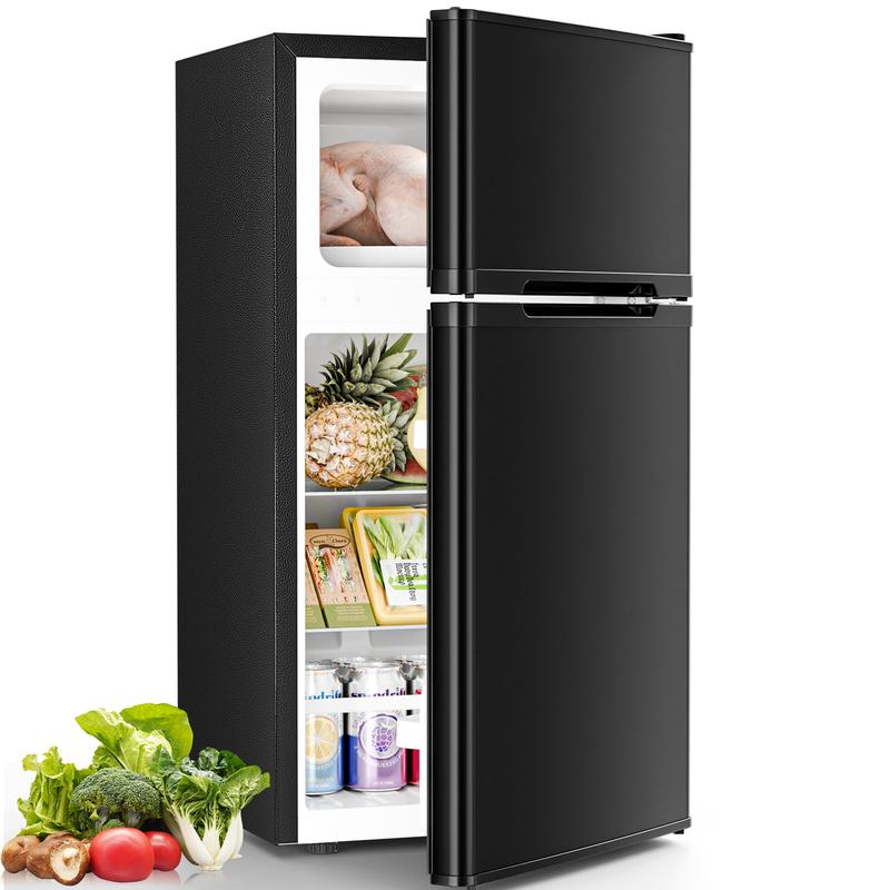 Refrigerador compacto Antarctic Star de 3.2 pies cúbicos con congelador, doble puerta, con estantes ajustables y extraíbles, ideal para dormitorios, apartamentos, oficinas o sótanos (verano).