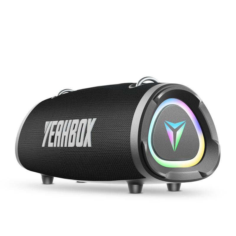 Altavoz Bluetooth inalámbrico portátil - 100 W (120 W de pico) Audio estéreo, resistente al agua IP67, luces RGB, carga mediante power bank de 9000 mAh, DSP dual, correa para el hombro para camping y fiestas.