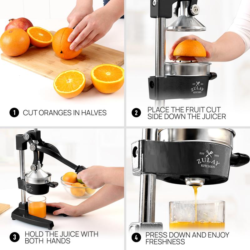 Exprimidor profesional de hierro fundido de alta resistencia para cítricos - Tazón de 12,7 cm, diseño duradero para una máxima extracción de jugo, fácil de limpiar y seguro de usar, garantía de por vida - Fruta