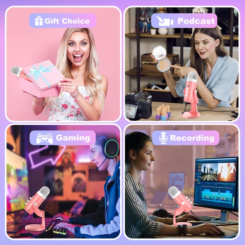 Micrófono de condensador USB Haomuren K66 [sin adaptador Lightning], micrófono para juegos de PC, micrófonos Plug & Play para PS4 y PS5. Ajuste de monitor y control de volumen, control de ganancia del micrófono, botón de silencio para TikTok, YouTube Podc
