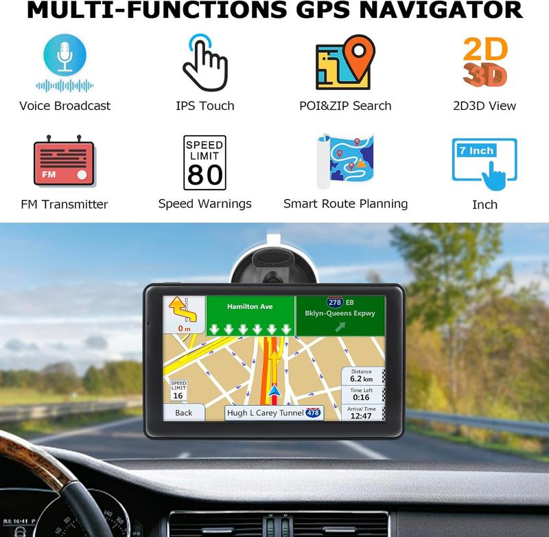 Navegador GPS para camiones con pantalla de alta definición de 7 a 9 pulgadas, sistema de navegación de 12 V para conductores comerciales, accesorios para semirremolques con 2026 actualizaciones de mapas gratuitas de por vida, navegación por voz, alertas 