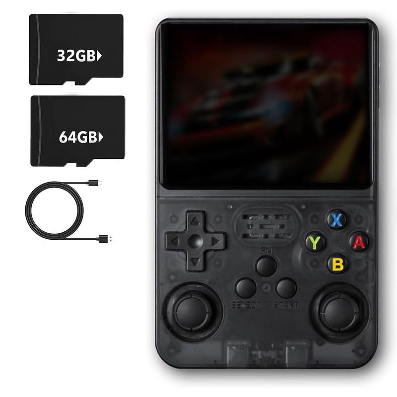 Consola de juegos portátil retro inalámbrica compacta WUDS R36S: pantalla IPS de 3,5 pulgadas, tarjeta TF de almacenamiento ampliable de 32+64 GB con emulador preinstalado, dispositivo arcade Linux, reproductor de vídeo USB, regalo interactivo para hombre