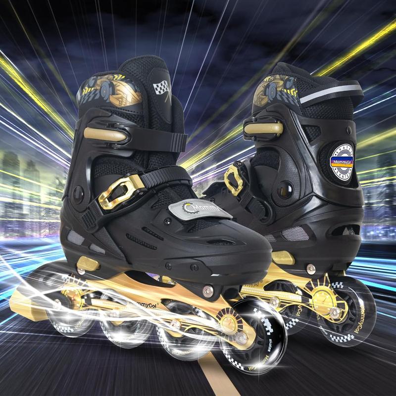Patines en línea Nattork para niños y niñas (de 6 a 12 años): patines de velocidad ajustables en 4 tallas con ruedas de poliuretano brillantes de rodadura suave, patines en línea agresivos de alto rendimiento.