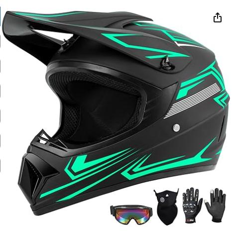 Conjunto de casco para motocross con certificación de seguridad para jóvenes y adultos, que incluye guantes y gafas | Equipo de protección de seguridad para motocross, ATV y conducción todoterreno.