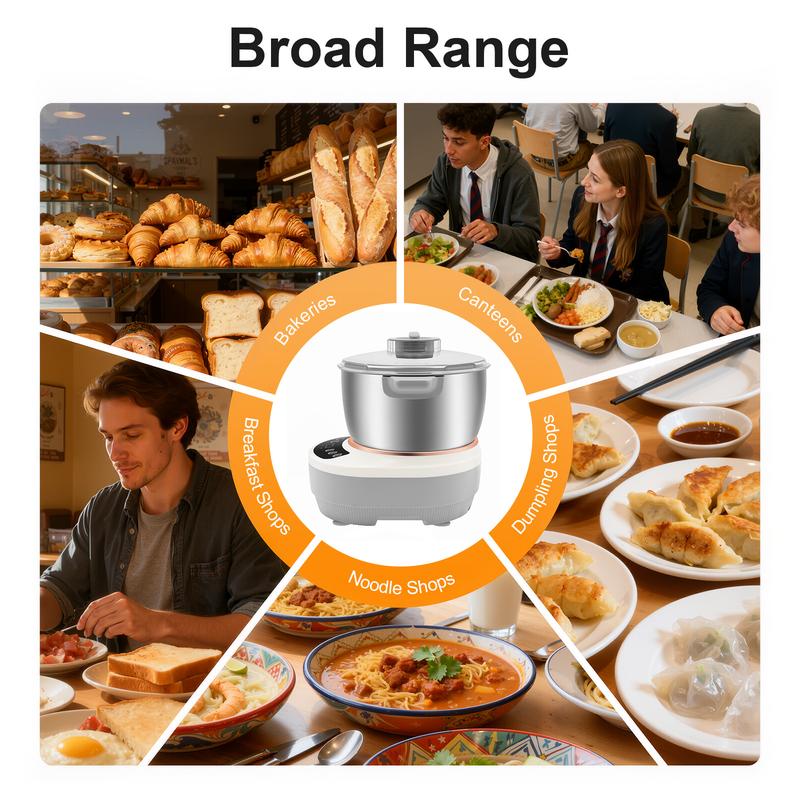 Mezcladora de masa de mesa CNCEST de 5 litros - 110 V 200 W estándar estadounidense, control digital con ajuste de temporizador, acero inoxidable 304 y ABS, función de fermentación, vaso medidor, herramienta separadora de huevos, recipiente liso fácil de 