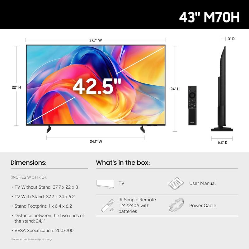 Televisor inteligente Mini LED M70H de 43 pulgadas con inteligencia artificial Vision AI Companion (2026)