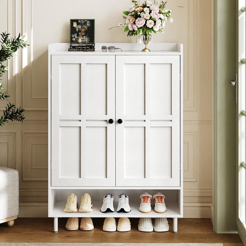 【18-24 pares y estantes ajustables】Armario para zapatos ONBRILL de 7+1 niveles estilo granja, zapatero moderno de 114 cm de altura con patas de metal, organizador de zapatos para entrada, puerta principal, muebles de sala de estar y dormitorio, regalo de 