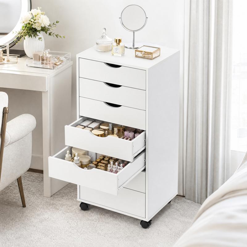 Organizador de almacenamiento VOWNER de 7 cajones, cómoda alta con ruedas, cajones Alex, organizador de tocador para maquillaje, oficina en casa, dormitorio.