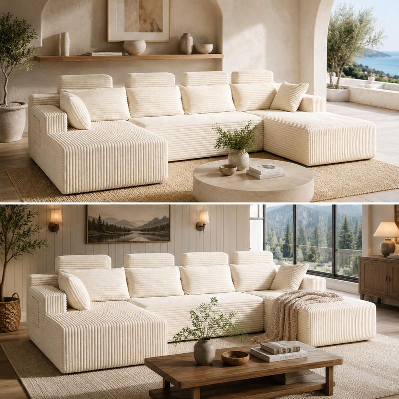 Sofá modular seccional sin estructura, chaise longue extragrande con asientos profundos, sofá cama modular Cloud, no requiere montaje, combinación libre, sofá seccional moderno. Sofá seccional sin estructura. Muebles de sala de estar.