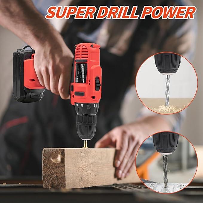 Juego de herramientas eléctricas de 799 piezas, juego de taladro eléctrico de 18 V para hombres, kits de herramientas manuales para el hogar y bricolaje, juego de taladro inalámbrico con embrague de 18+1 piezas para regalo del Día del Padre (llave métrica