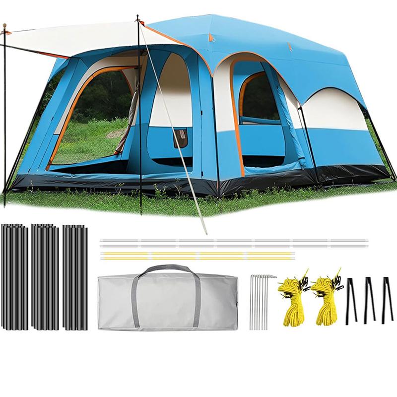 【Artículos esenciales para acampar】Tienda de campaña familiar extragrande 2026 para 10-12 personas, impermeable, de montaje instantáneo, de poliéster Oxford, ligera, con ventanas de malla y doble puerta. Accesorios para acampar al aire libre, senderismo,