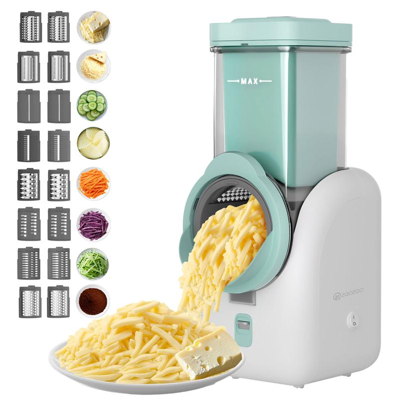 Cortador eléctrico de verduras y picador de alimentos ZQOZQO - Rallador de queso rotativo - Modelo de 6 cuchillas con función de picado o modelo de 8 cuchillas para un corte versátil, herramienta de cocina para una preparación rápida de alimentos.