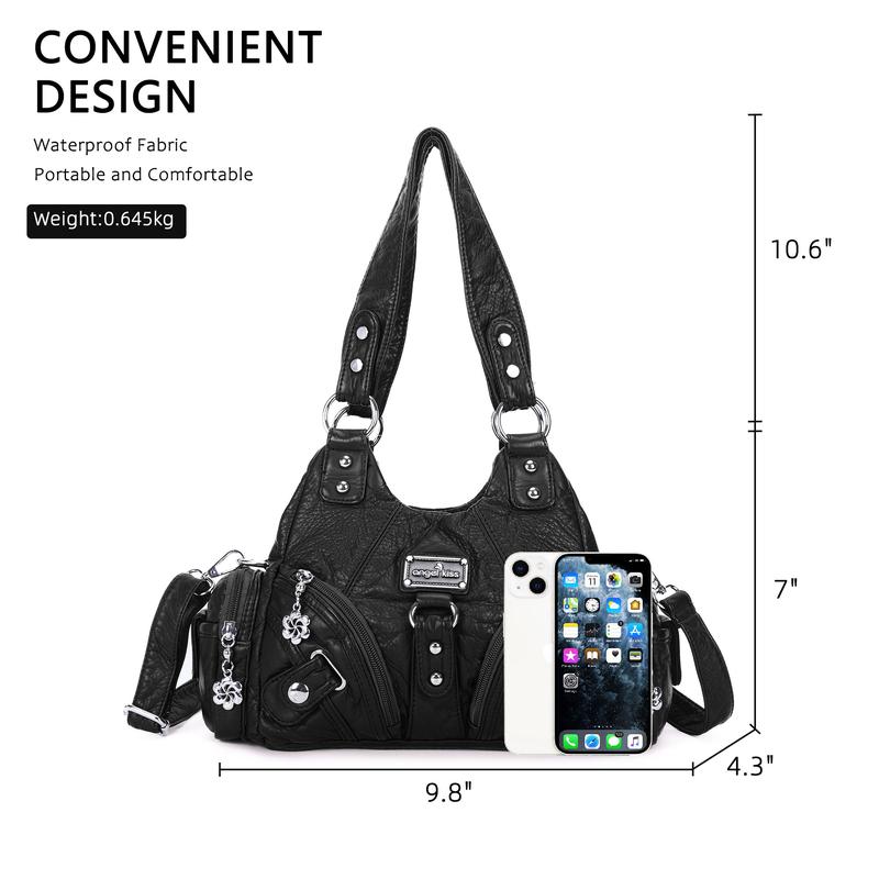 Bolso de mano pequeño y moderno para mujer Angel Kiss - Bolso tote multibolsillos de piel texturizada Vagen con cremallera, bolso de hombro Tramp, bolso Angel Kiss, accesorios para mujer, estilo veraniego