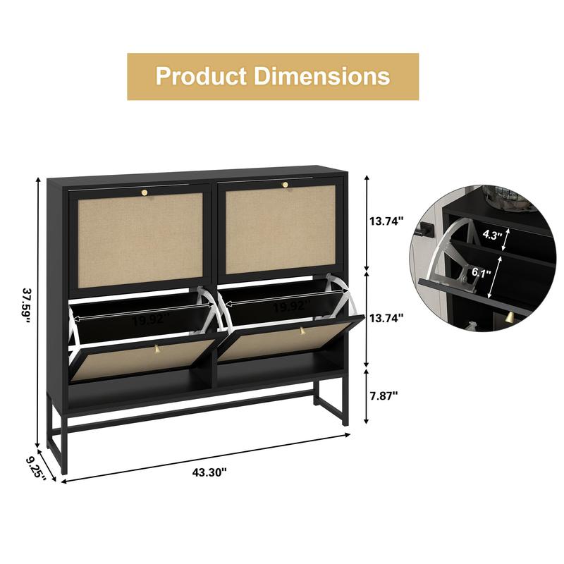 Zapatero Giratree, zapatero independiente con cubo basculante y organizador de zapatos con 2, 3 o 4 cajones abatibles, zapatero estrecho moderno para recibidor, pasillo o dormitorio.