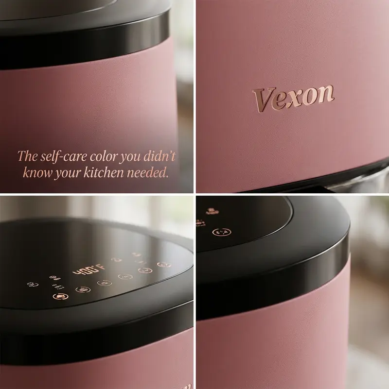 Freidora de aire VEXON Aesthetic de cristal rosa de 4,5 litros – Freidora de aire digital 6 en 1 con ventana de visualización, 97 % menos de aceite, silenciosa y fácil de limpiar, un regalo perfecto para tu hija.
