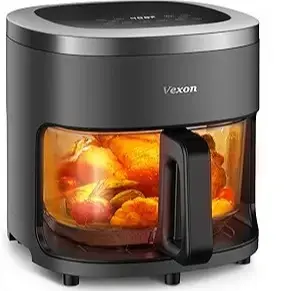 Freidora de aire VEXON Aesthetic de cristal rosa de 4,5 litros – Freidora de aire digital 6 en 1 con ventana de visualización, 97 % menos de aceite, silenciosa y fácil de limpiar, un regalo perfecto para tu hija.