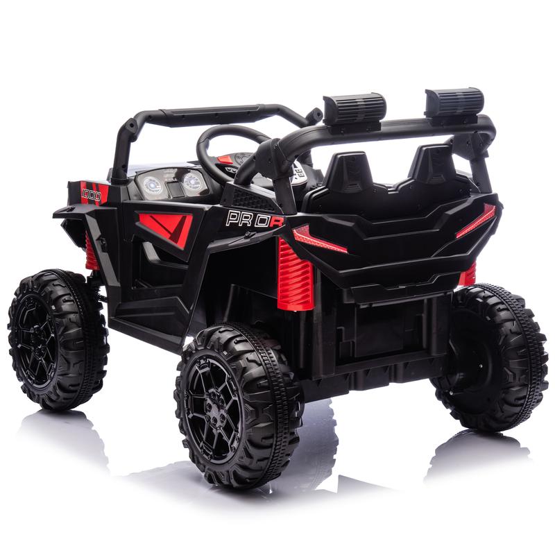 Coche todoterreno infantil UTV de 24 V y 400 W con control remoto, diseño de 4 ruedas, suspensión con amortiguación, luces LED, Bluetooth USB, indicador de batería, rueda motorizada, juguete para exteriores para niños de 3 años en adelante, diseño de cuat