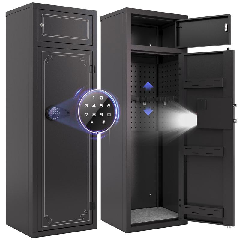 Caja fuerte para 12-15 armas para el hogar, armario electrónico grande con estantes extraíbles y caja de seguridad dedicada (sin ensamblar)
