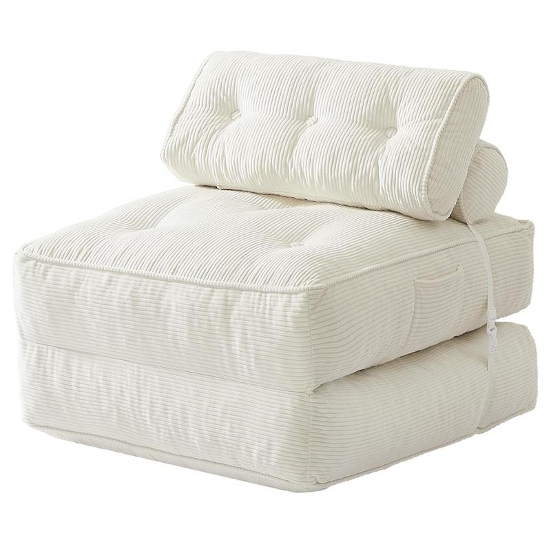 Sofá cama plegable con almohada, sillón convertible con respaldo, sillón cama plegable portátil de pana, cómodo sofá de suelo para sala de estar, individual