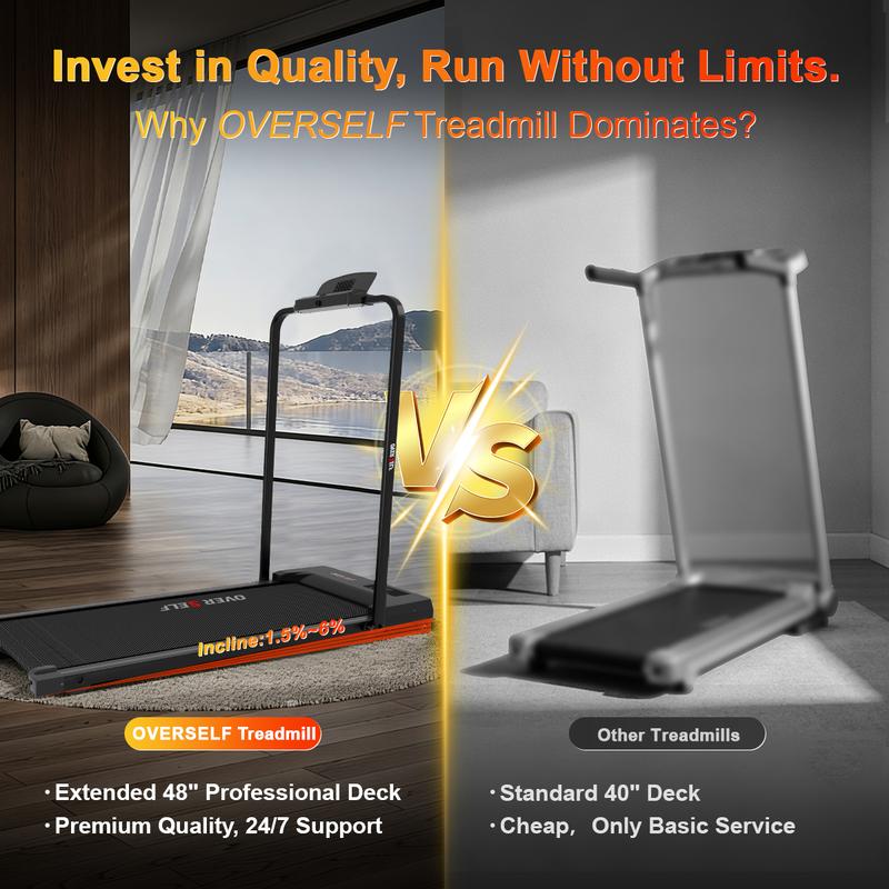 Cinta de correr plegable OVER SELF, 6.2 MPH, portátil, con control remoto y asa, fácil de guardar debajo del escritorio, equipo de gimnasio en casa, Summervibes.