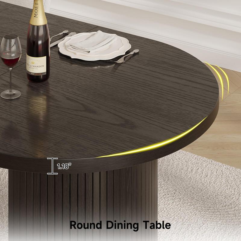 Mesa de comedor de 70,8 pulgadas para 4-6 personas, mesa de comedor ovalada con base de listones de madera curvados y estriados, mesas de cocina modernas de mediados de siglo con almohadillas en las patas, mesas de comedor para sala de estar, comedor
