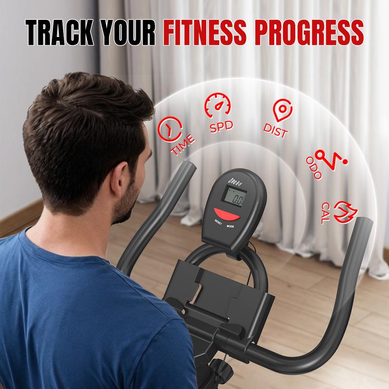 RECONSTRUYE TU VIDA Mini bicicleta estática compacta para ciclismo indoor silencioso, ideal para espacios pequeños, con asiento ajustable, pedaleo suave y transmisión por correa.
