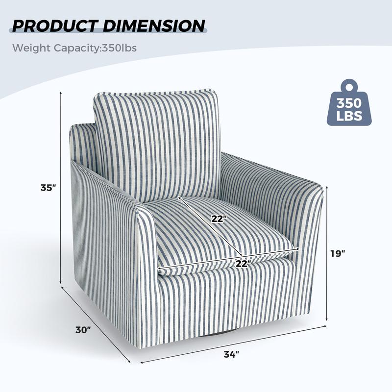 Sillón de lectura giratorio tapizado EBELLO con cojín de respaldo – Sillón moderno sin brazos con asiento suave y patas de madera para dormitorio, sala de estar, espacios pequeños, fácil de montar, silla de tocador