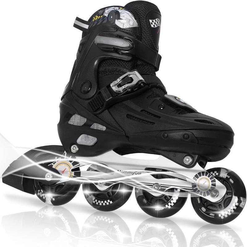 Patines en línea Nattork para niños y niñas (de 6 a 12 años): patines de velocidad ajustables en 4 tallas con ruedas de poliuretano brillantes de rodadura suave, patines en línea agresivos de alto rendimiento.