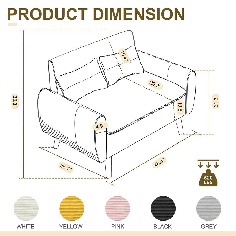 Sofá cama Walsunny Chaise Lounge, sofá de dos plazas moderno y pequeño, sofá diván modular de lujo en tela de lino con cojines de respaldo para sala de estar, apartamento, conjunto de sofá seccional beige