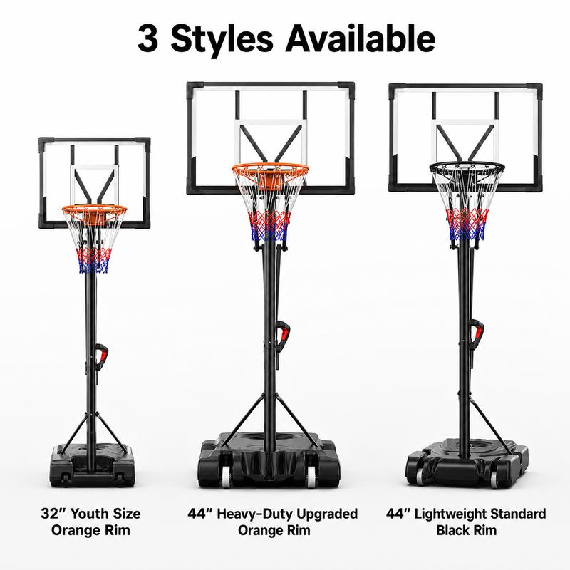 Sistema de aro de baloncesto portátil DAYAGO - Aro de 2,6 m (8,5 pies) de altura ajustable con tableros de 84 cm (33"), ruedas, ideal para entrenamiento infantil, entrada de vehículos y juegos en interiores/exteriores, adultos.
