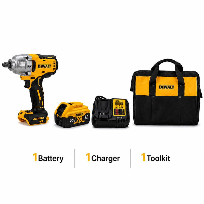 Llave de impacto DeWalt DCF900 20V Max XR sin escobillas, con yunque de 1/2 pulgada y alto par; herramienta inalámbrica de grado profesional.