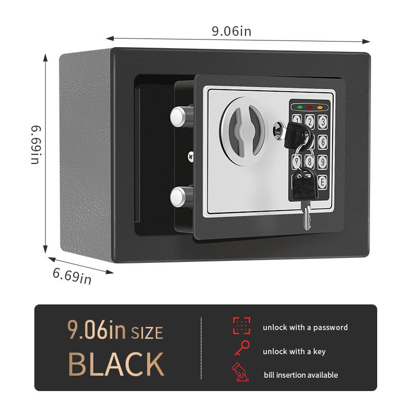Caja de seguridad electrónica con contraseña, caja fuerte para dormitorio universitario, caja fuerte, almacenamiento, caja de seguridad, cajas fuertes antirrobo. Caja fuerte mecánica para dinero con cerradura de llave. No se incluyen baterías.